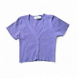 American Threads Lilac Button Crop Top